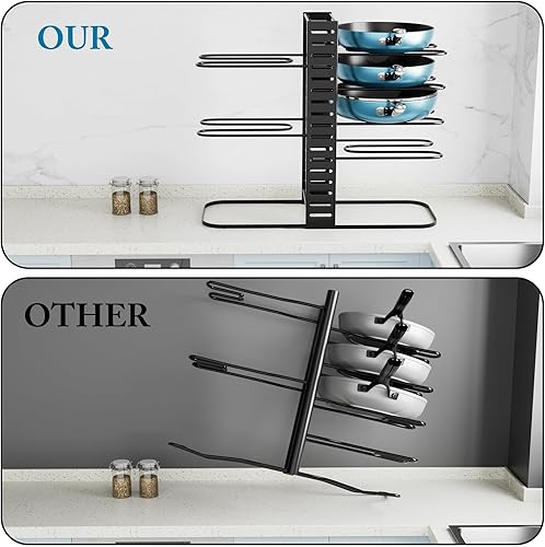 Miniatura 7 de PMYEK Organizador de ollas y sartenes de 8 niveles para armario y organizador de sartenes ajustable