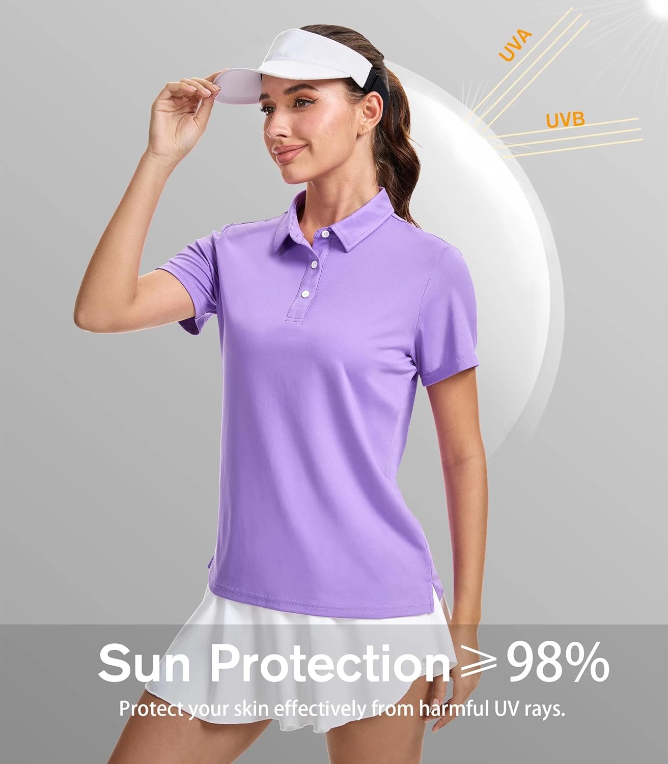 SMENG Women's Golf Polo Shirt 3-Button Quick Dry UPF 50+ Casual Work Short Sleeve Collared Top - Image 6