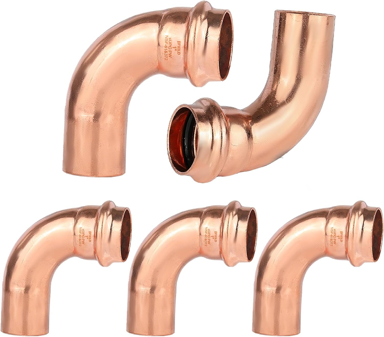 5-Pack HeSun Copper Press Street Elbow(90 Degree), 1" FTG x 1" Press Pressure Fittings, FTG x P for Copper Tube Connection(PRESS036)