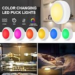BLS LED Puck Lights, Under Cabinet Lighting, Battery Powered Lights, Stick on Lights, Color Changing Lights with Dimmer and Timer, AA Battery Operated Closet Light, White, 6 Pack