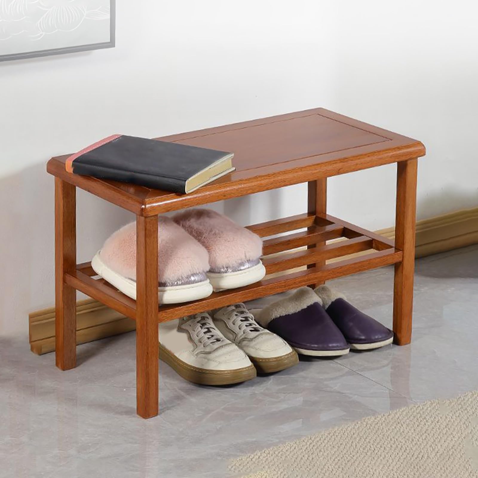 GDMDPTE Shoe Rack Bench,Wood Entryway Hallway Space-Saving Storage Solution