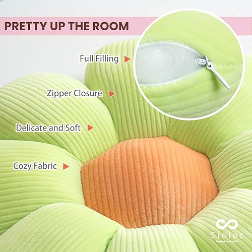 Vista 47 de Sioloc - Almohada en forma de flor, cojín de suelo, cojín de asiento, bonita decoración de habitación y almohada de felpa para dormitorio, sofá