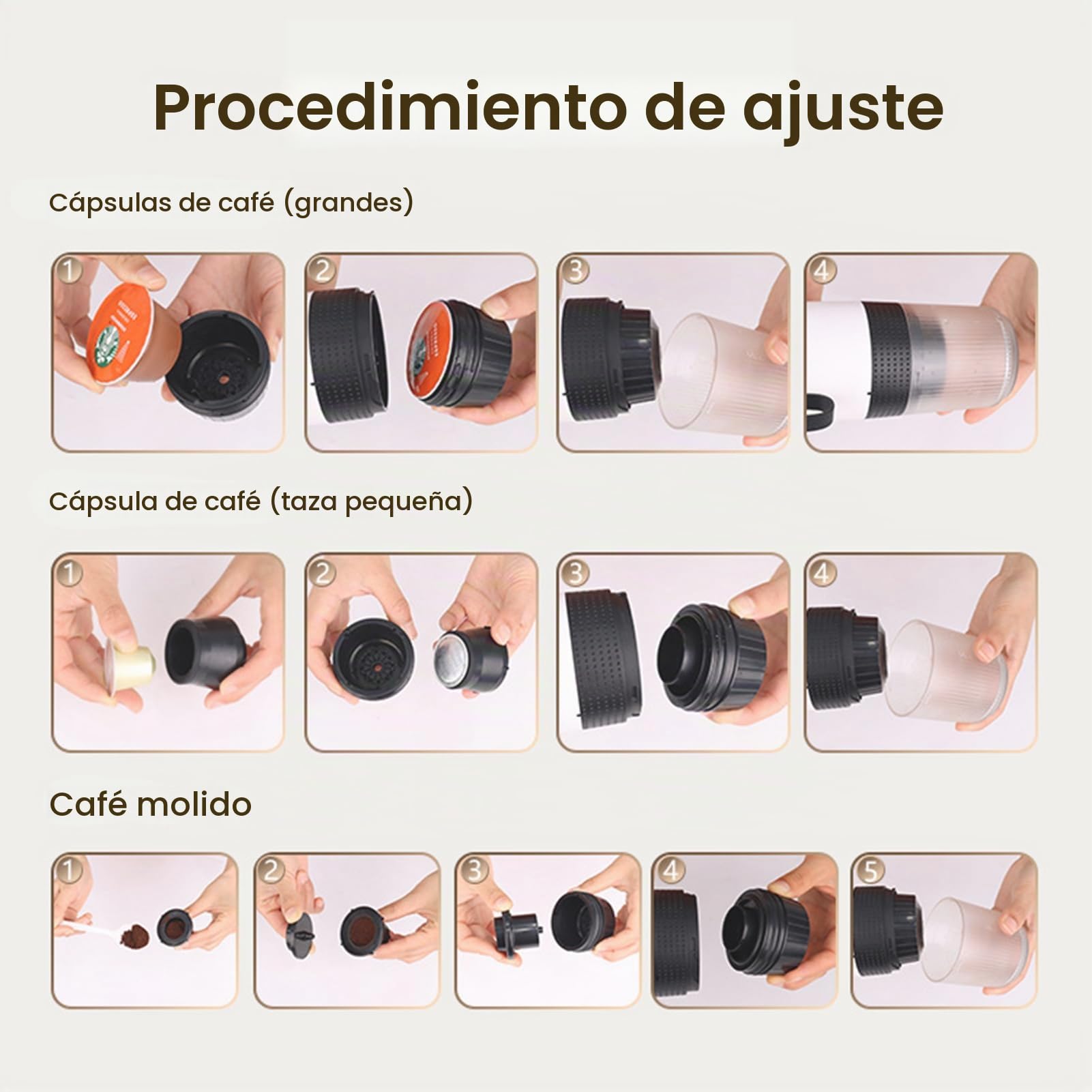 3 en 1 cafetera eléctrica portátil, mini funciona con cápsulas y café molido, 15 bar y frío y calefacción para coche, casa, viaje