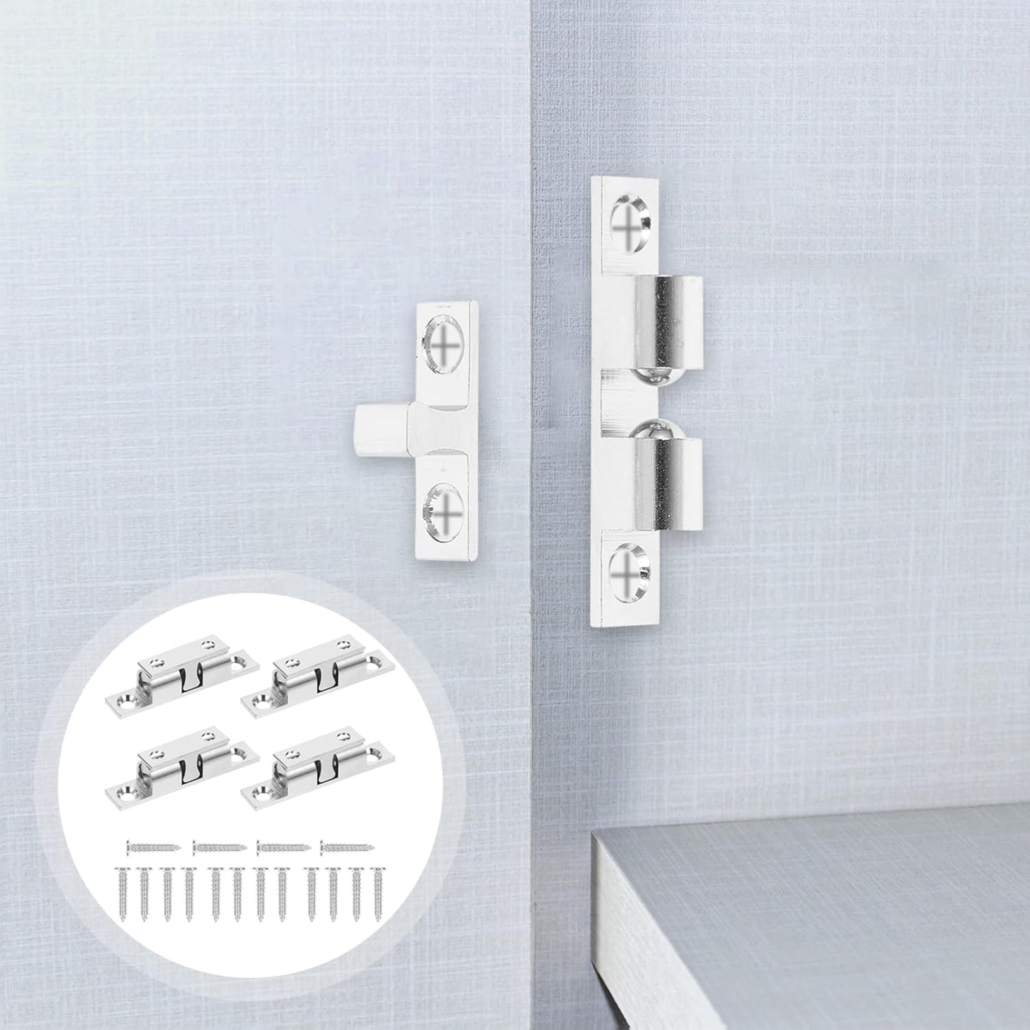 20 pcs for Catch Copper Catches Cabinet Tension Mm Wardrobe Cupboard Furniture Silver Ball Clo Drawer Premium Adjustable Door Er Latches (Color : Silverx3pcs, Size : 5X1X1CMx3pcs)