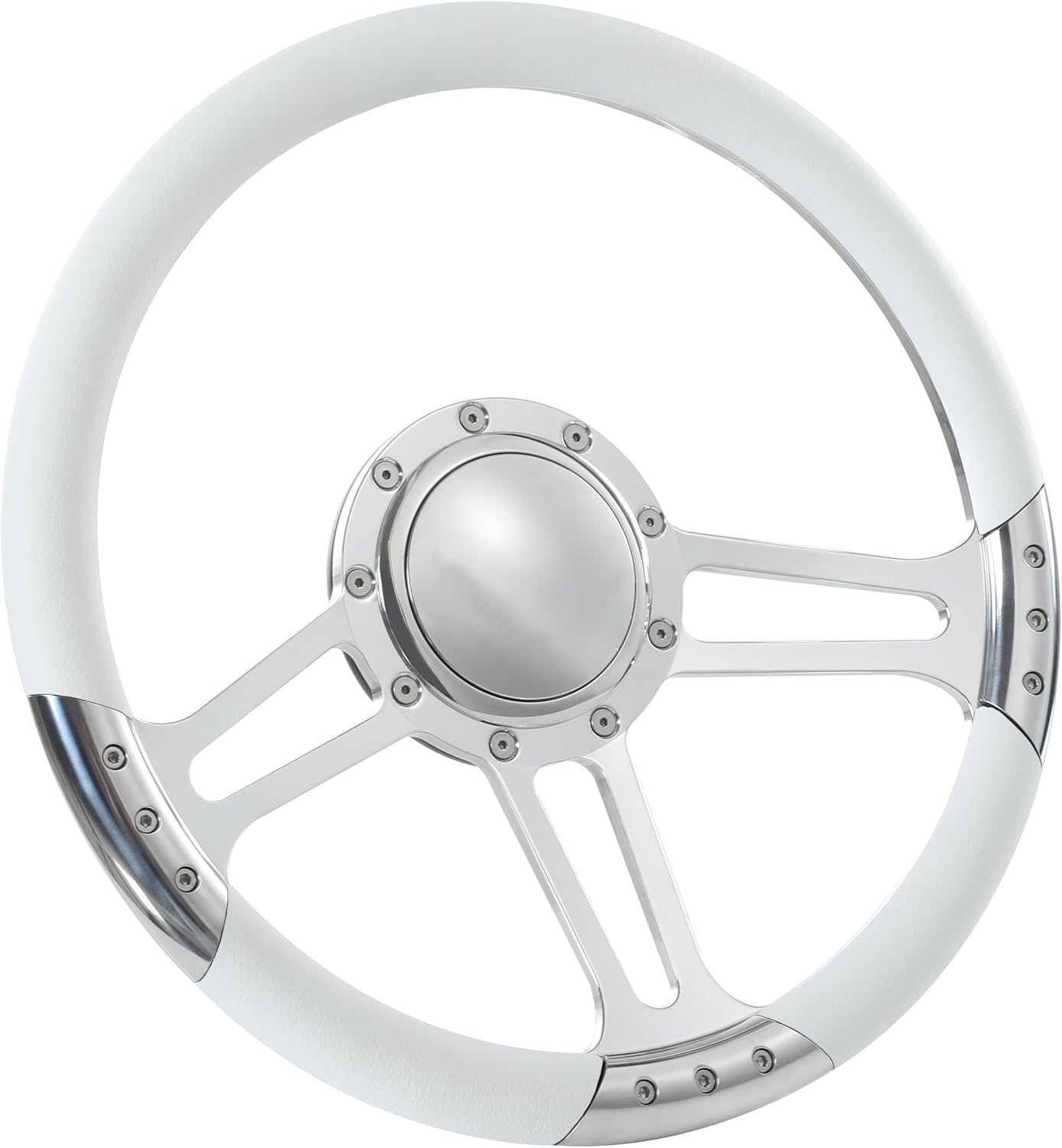 14'' Billet Trinity Half Wrap 9 Bolts Steering Wheel with 2'' Dish and Horn Button (Carbon Vinyl)