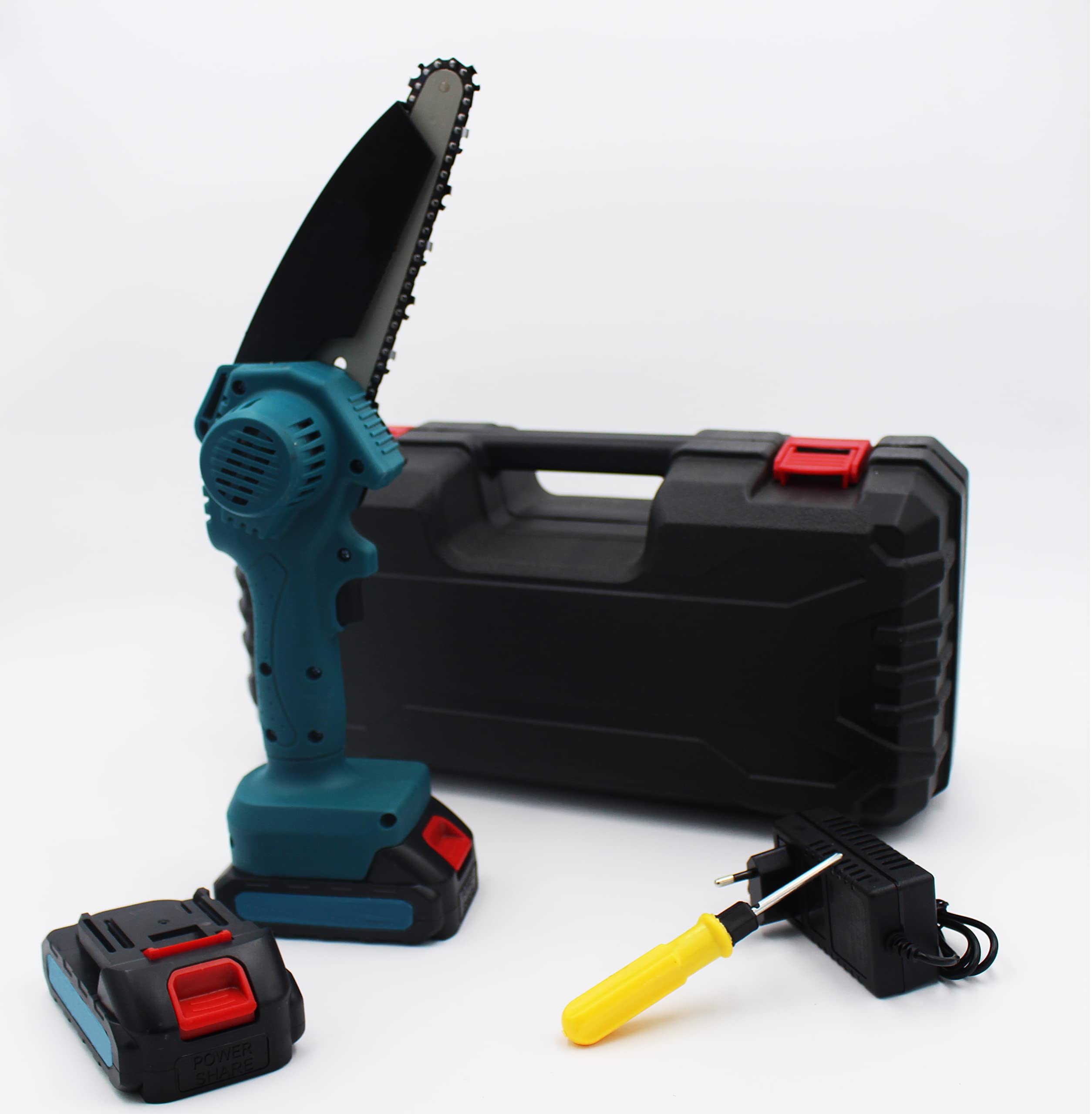 Mini Motosega Elettrica a Batteria Litio Ricaricabile Senza Fili 26V da 6 Pollici Con Catena per Potatura Taglio Alberi da Giardino, Giardino Giardinaggio Fai da Te