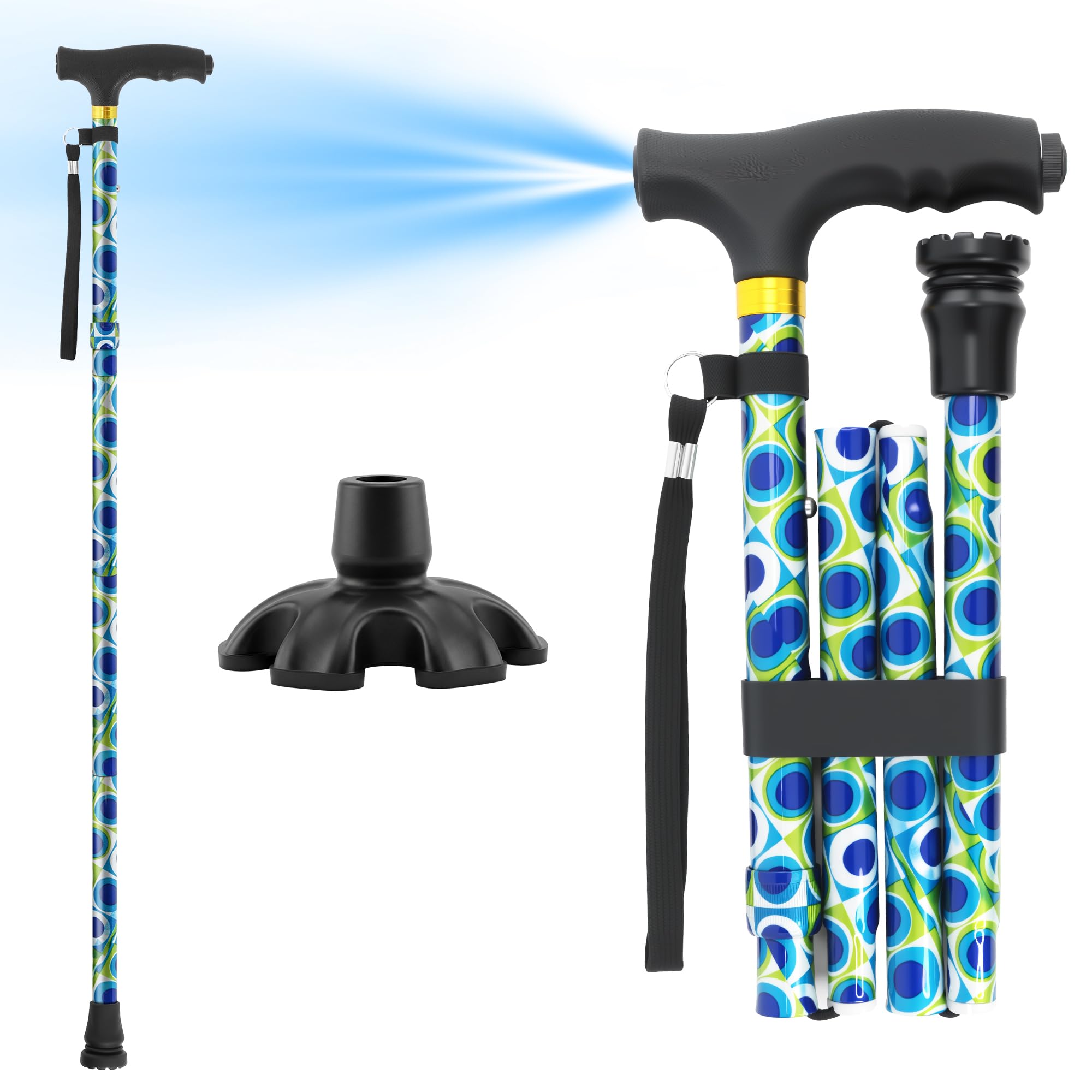 Walking Cane LIXIANG Cane for Man/Woman | Mobility &amp; Daily Living Aids | 5-Level Height Adjustable Walking Stick | Comfortable Plastic T-Handle Portable Walking Stick Folding Cane