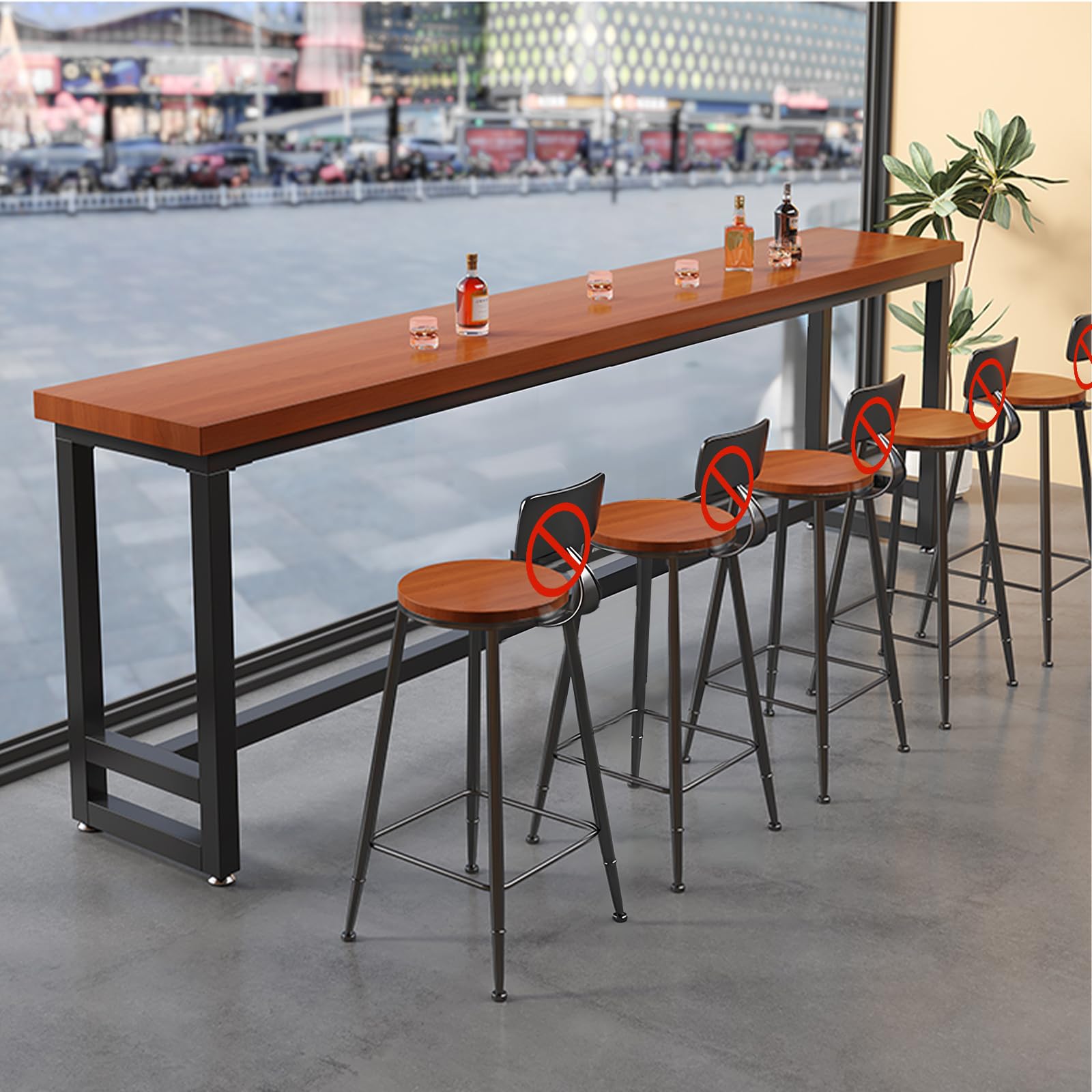 TKKUPLG Bar Table, 2" Thick Solid Wood Farmhouse Pub Table, Industrial Counter Height Dining Table for Kitchen and Small Spaces