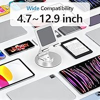 Vista 4 de Swivel Tablet Stand, Aluminum Portable 360°Rotating Adjustable Tablet Holder for All 4-12.9’’ iPad Surface Samsung Phone Tablet Kindle E-Reader and
