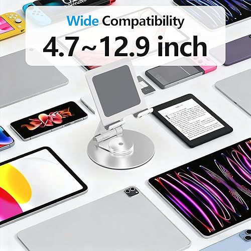 Miniatura 4 de Swivel Tablet Stand, Aluminum Portable 360°Rotating Adjustable Tablet Holder for All 4-12.9’’ iPad Surface Samsung Phone Tablet Kindle E-Reader and