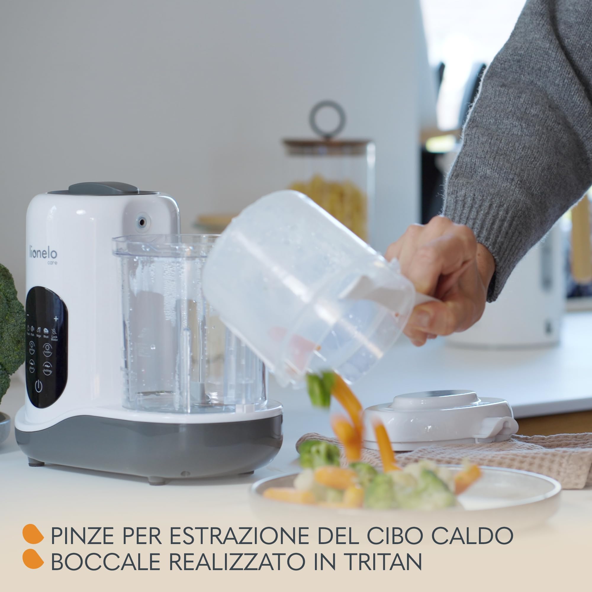 Lionelo BABYMENU 5in1 Robot Cucina e Scaldabiberon per Bambini: Cottura a Vapore, Frullatura, Riscaldamento, Scongelamento, Sterilizzazione, Senza BPA, 35 Ricette