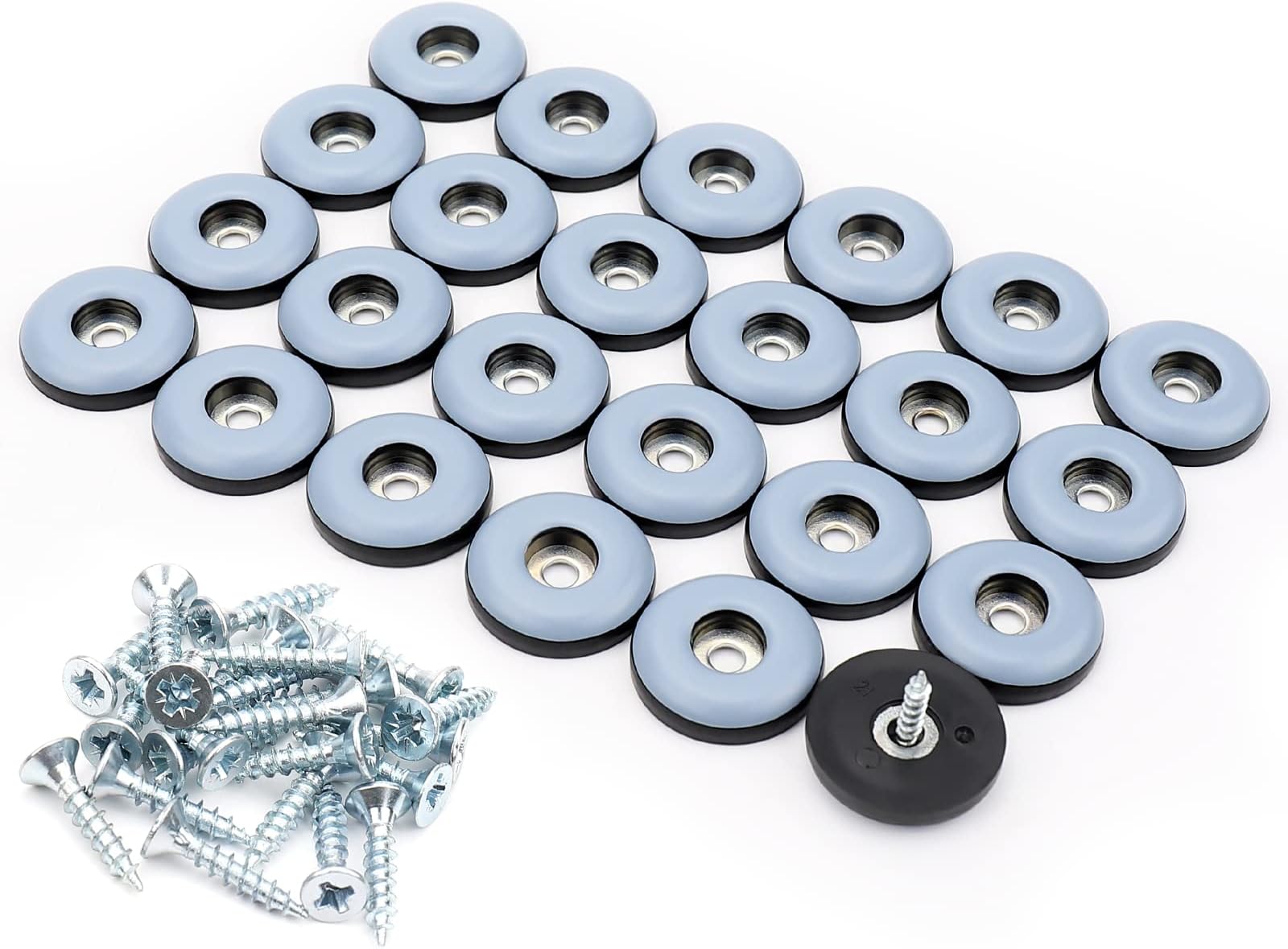 24 Pack Screw on Chair Gliders (1 Inch Diameter), PTFE (Teflon) Furniture Leg Slides, Chair Glides for Hardwood Floor, Carpet, 1'' Floor Protector, Furniture Leg Moving Pads(25mm)