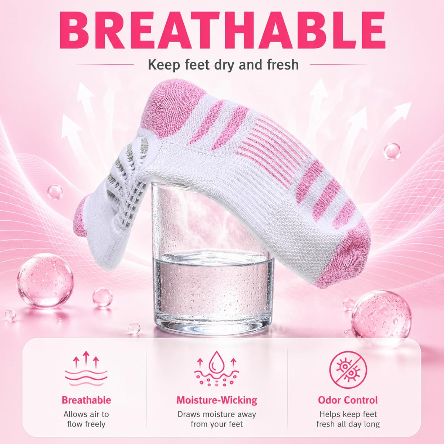 IRAMY Women Cotton Compression Ankle Support Socks Breathable Cushion Athletic Running Socks For Swelling Fatigue Circulation