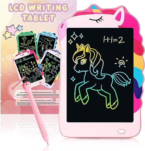 Unicorn Toys - Tableta de escritura LCD para niñas y niños, juguetes coloridos para niños pequeños, tablero de dibujo, juguetes educativos para