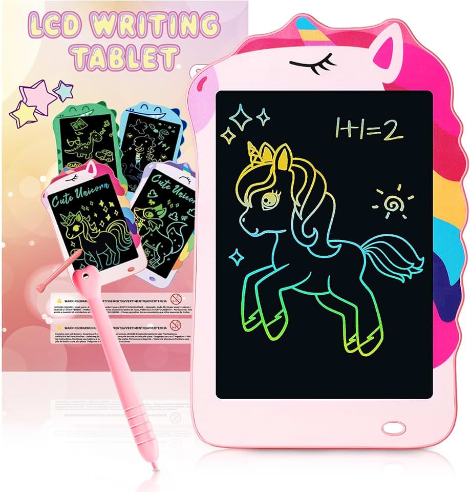 Unicorn Toys LCD Writing Tablet for Girls Kids, Colorful Toddler Toys Drawing Board, Educational Kid Toys Doodle Pad Toys for 3 4 5 6-12 Years Old Girls Boys Birthday Party Christmas Gift, 8.5 Inch