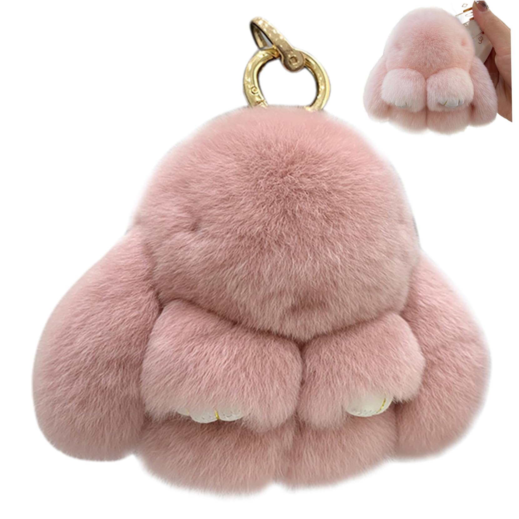 Vistnale Unisex As Shown Bunny Keychain 3.54In Furry Rabbit Keychain Artificial Hanging Plush Decorative Fluffy For Backpack, Car Key, Hand Bag And More, Style 1|Keyrings Keychains