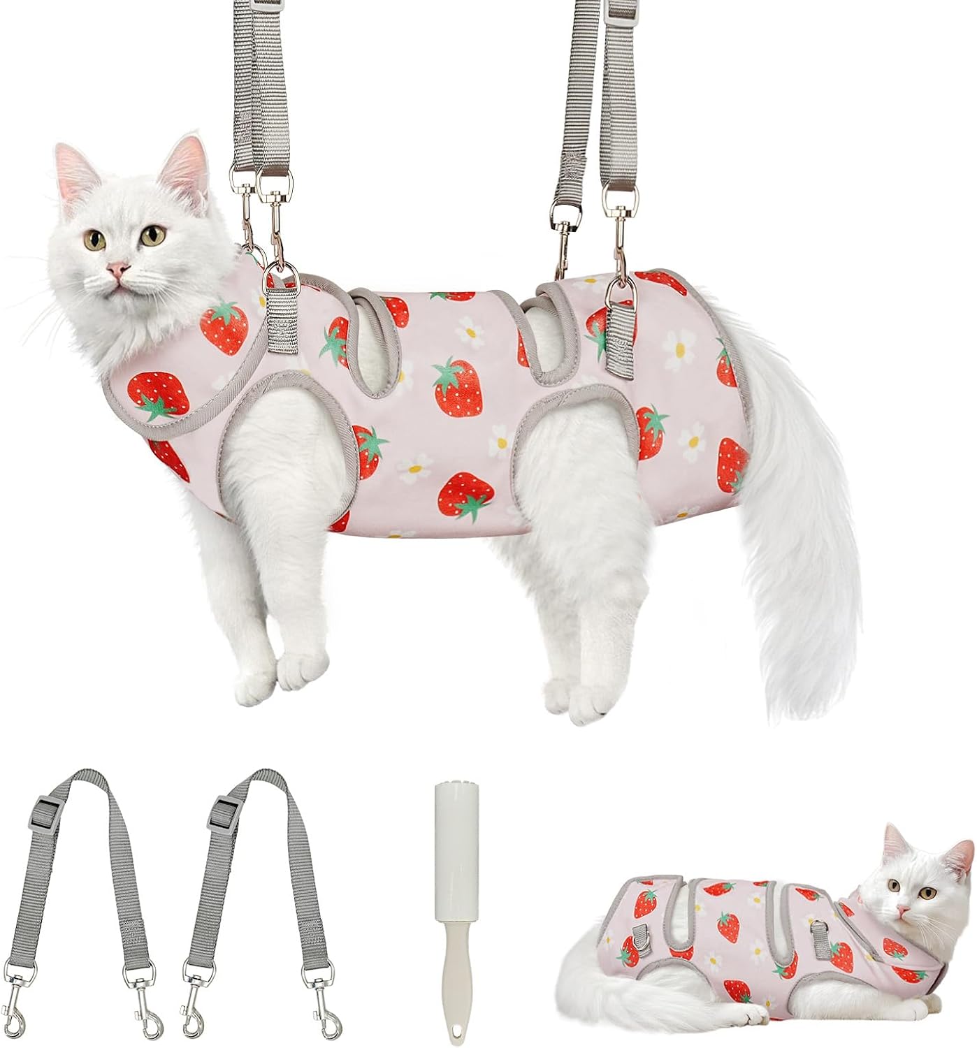 Supet Cat Grooming Hammock, Self-Adhesive Cat Nail Clipper Hammock, Soft Fabric Cat Wrap for Cutting Nails, Quickly Calm Down for Medicine, Teeth Brushing, Ear Cleaning