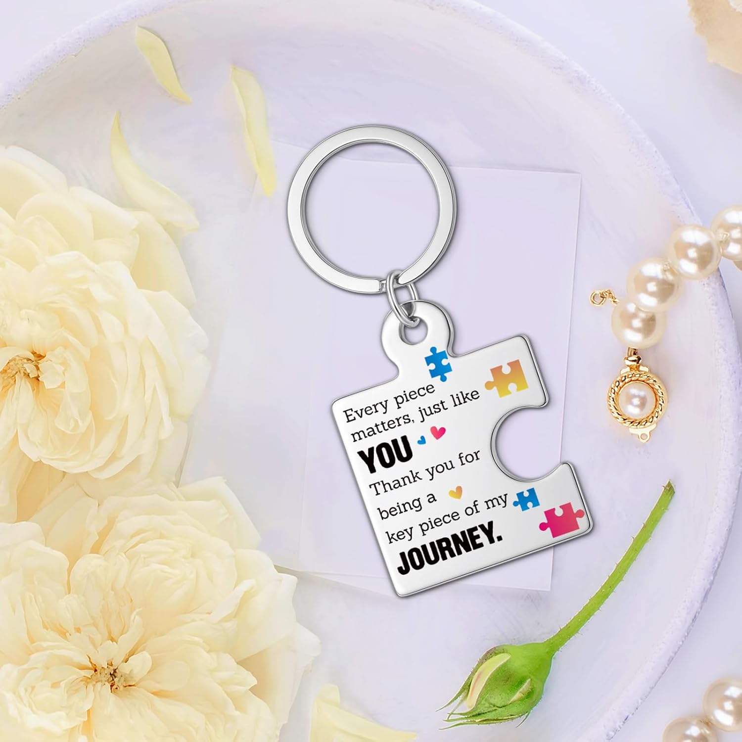 Thank You Appreciation Gifts for Coworkers Employee Staff Teachers Mentor Coach Volunteer Teens, Friendship Gifts for Best Friends, Every Piece Matters Puzzle Piece Metal Keychains - Image 3