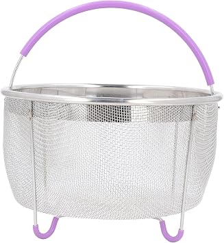 Steamer Basket, Mesh Steaming Basket Stainless Steel Strainer and Insert with Handle, for 6Qt Instant Pots Accessories, IP Insta Pots, Instapot Purple21x13.5cm