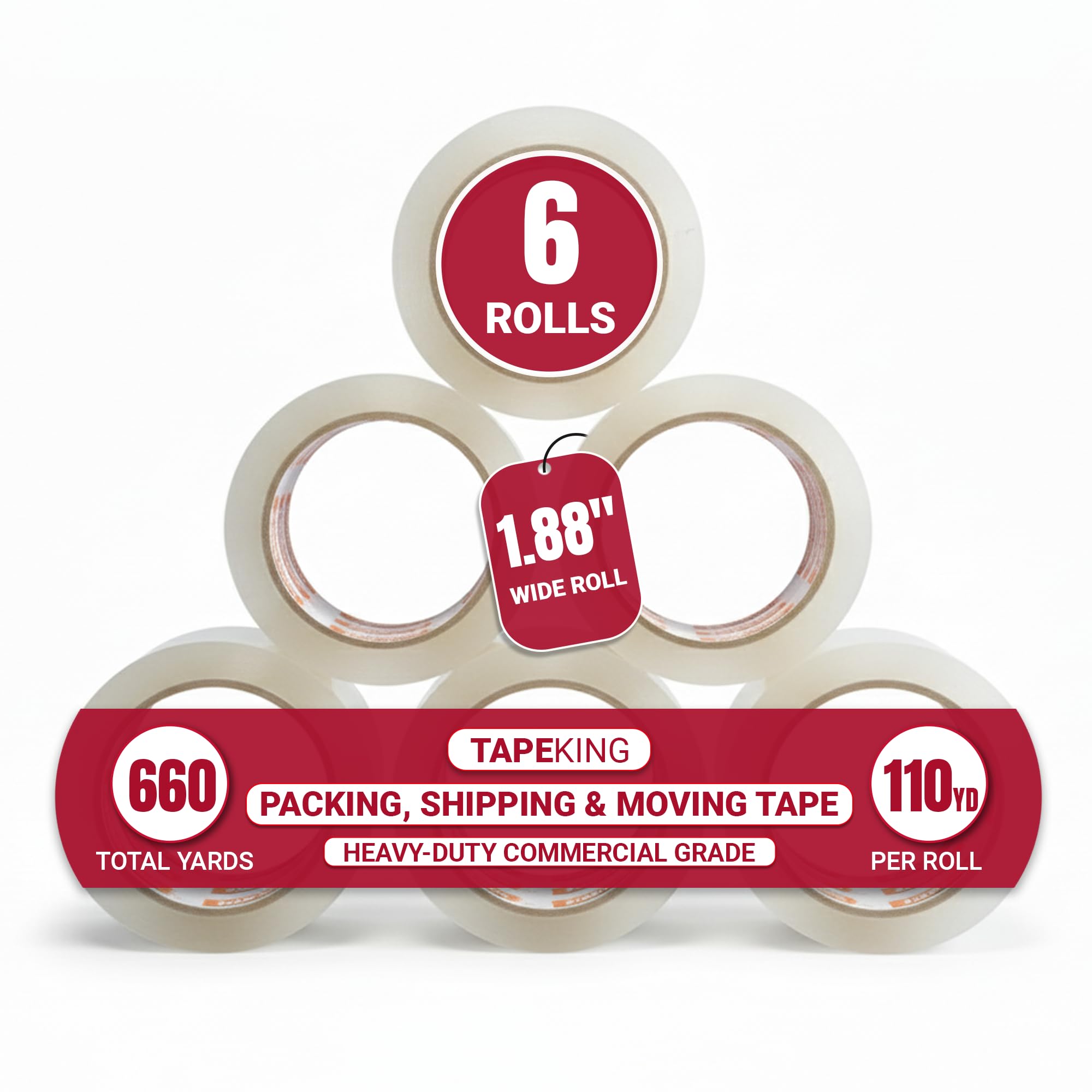 Nastro King 5,1 cm Larghezza Nastro Adesivo Trasparente – 54,9 m per Roll, 2.7 Mil Thick (Confezione da 6 Rotoli) – più Forte e più Spessa Parent
