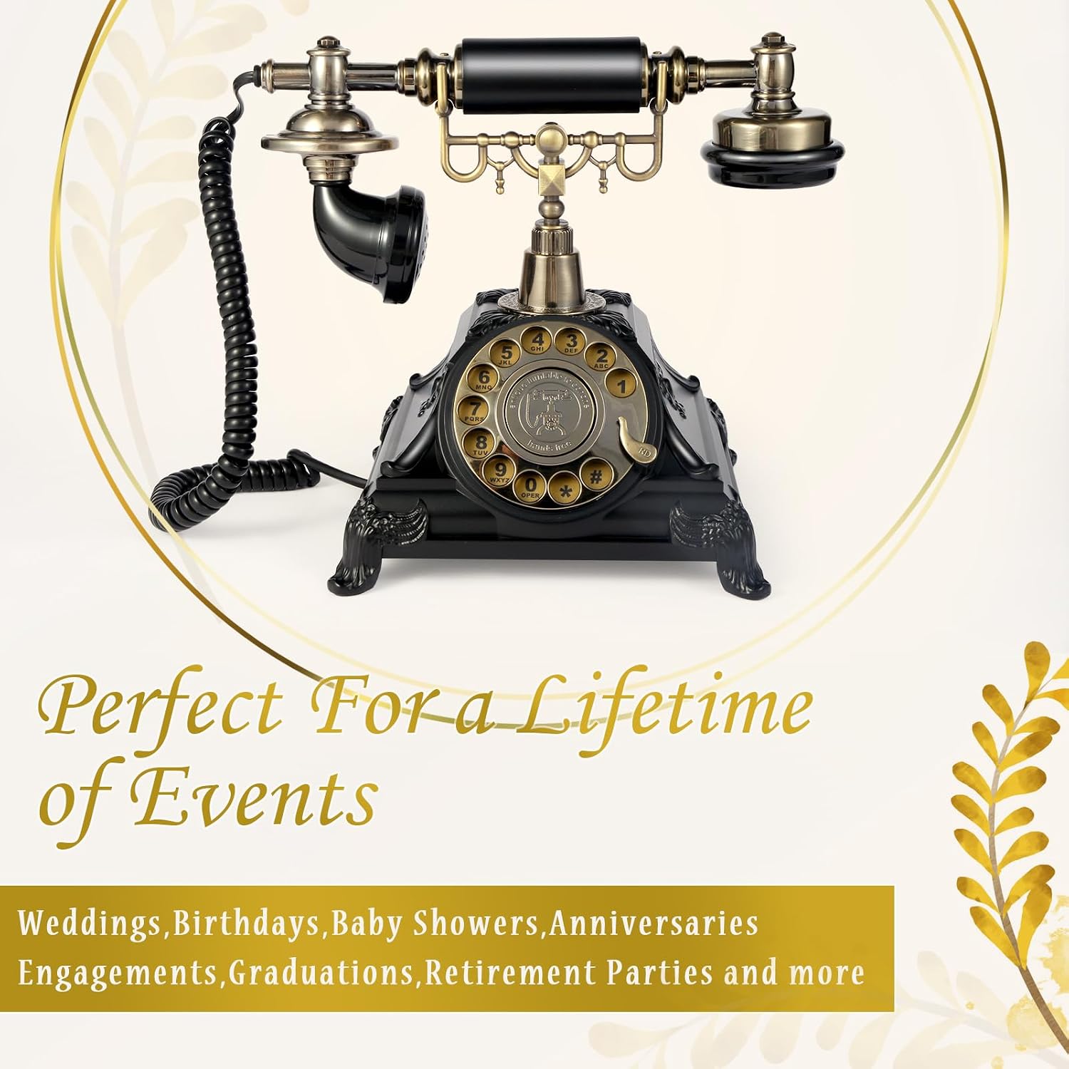 Audio Guest Book Wedding Phone, Audio Guest Book Record Customized Audio Messages Guest Book Alternatives Classic Retro Phone for Parties Birthdays Rentals Confessions Special Occasions (Black)