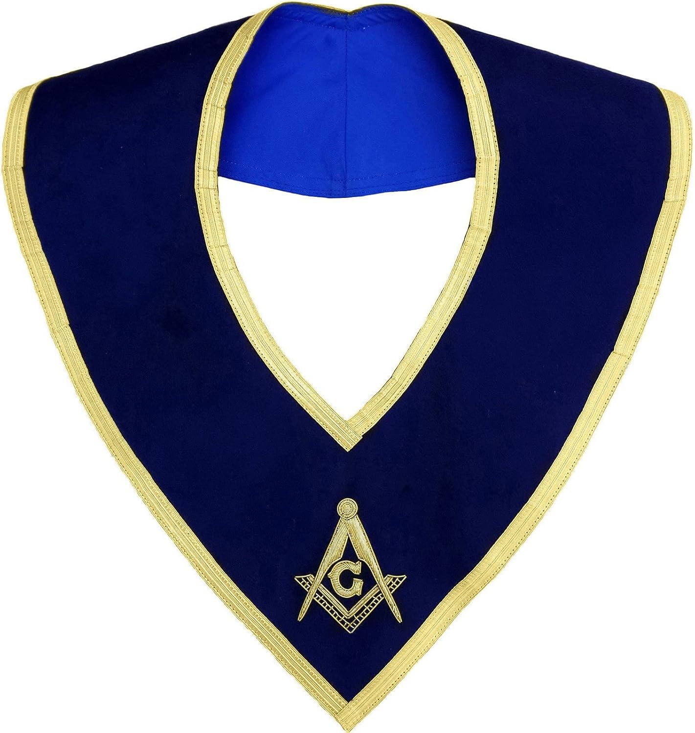 Bricks Masons Masonic Master Mason Collar Gold on Blue Velvet Hand Embroidered