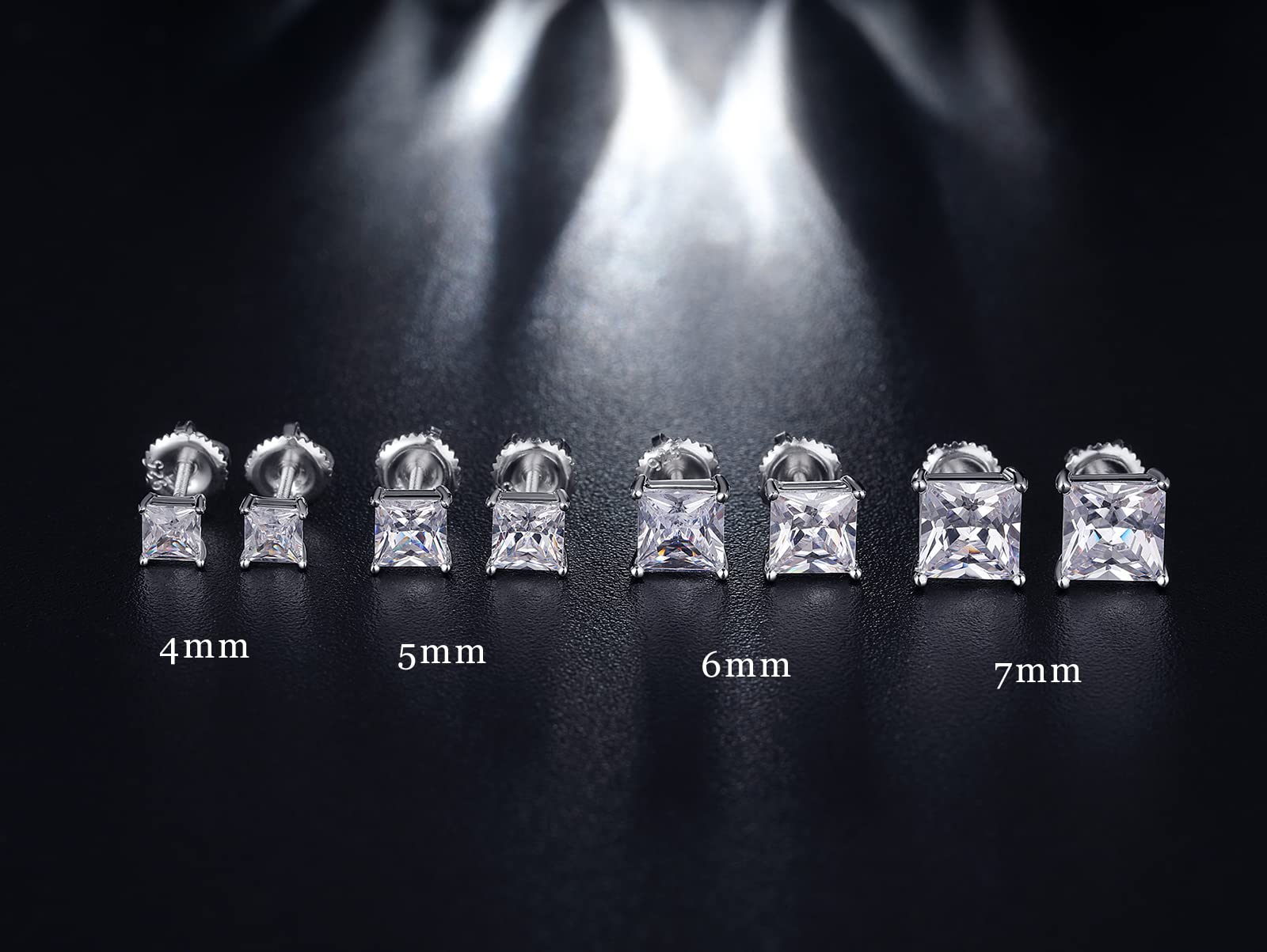 jiamiaoi 18K Weißegold plattiert Ohrstecker Silber 925 mit Schraube Ohrring Stecker, Nickelfrei Zirkonia Diamant Ohrstecker für Herren Damen 4mm-8mm