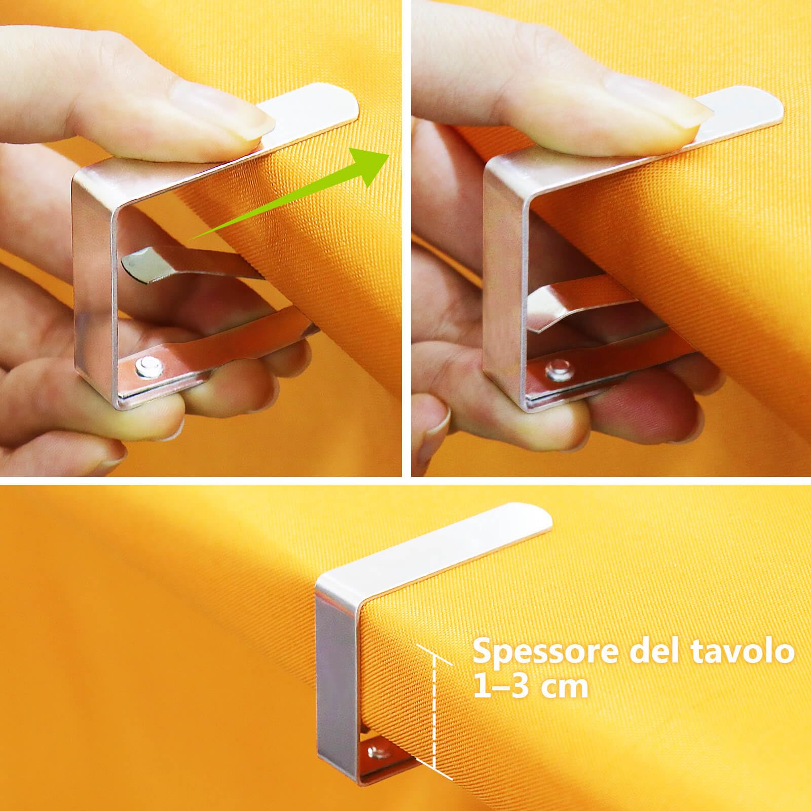 Blooven Tovaglia Clip in Acciaio Inossidabile, Fermatovaglia per Tavoli 1-3 cm, 8 Pezzi