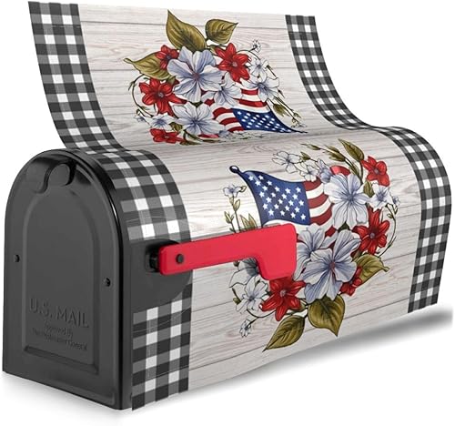 Miniatura 70 de Divertido gnomo de verano para conducir coche y girasol, cubierta magnética para buzón, patrón a cuadros, para decoración del hogar, jardín, 21 x 18