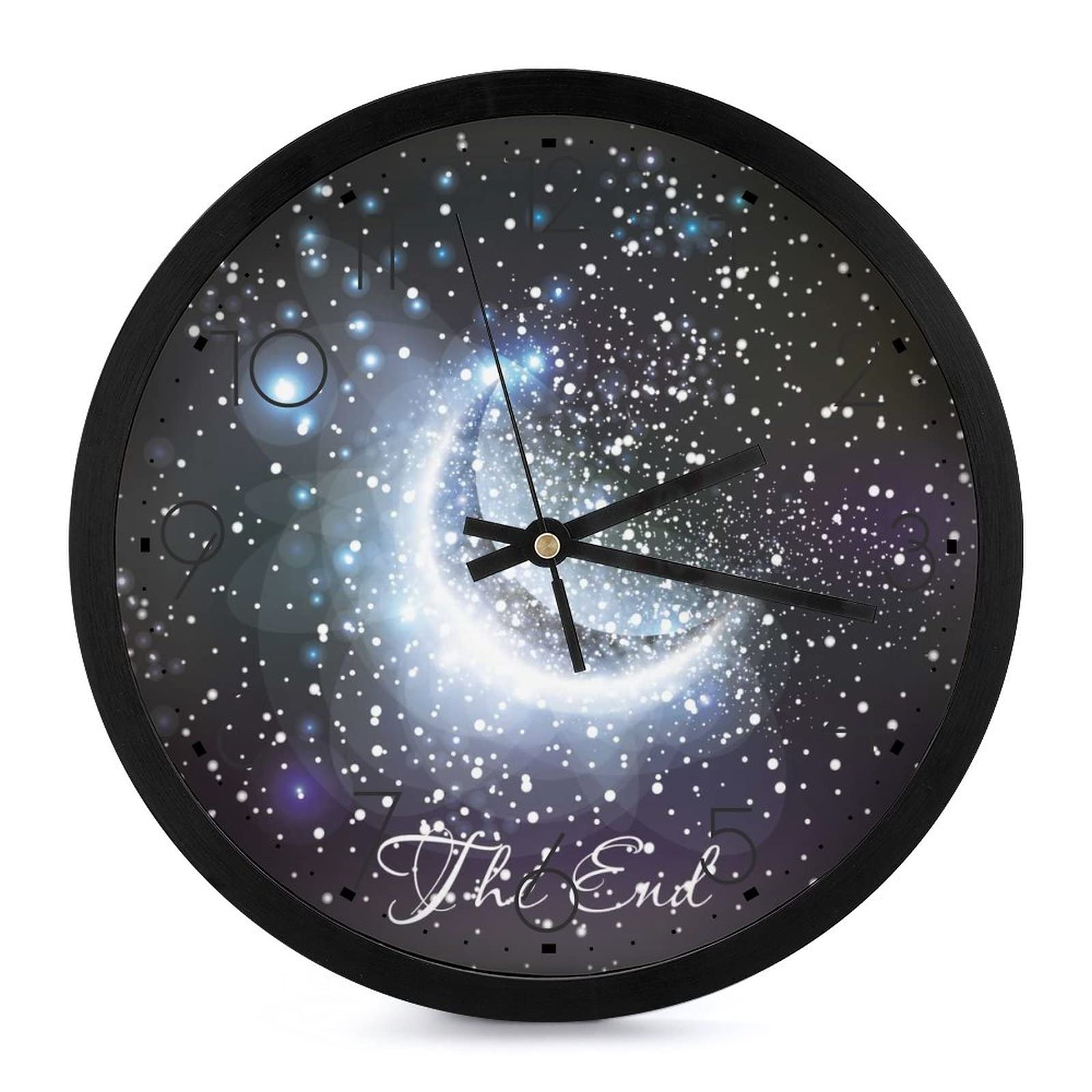 Pendule Murale Salon et Bureau Horloge Moderne Lune Pailletée Décoration Silencieuse 25.4cm
