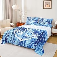 Vista 18 de jejeloiu Sea Turtle Sheet Set Ocean Creature Themed Sheets with Deep Pocket Fitted Sheet Sea Underwater World Bed Sheets Set Bed Reptile Tortoise