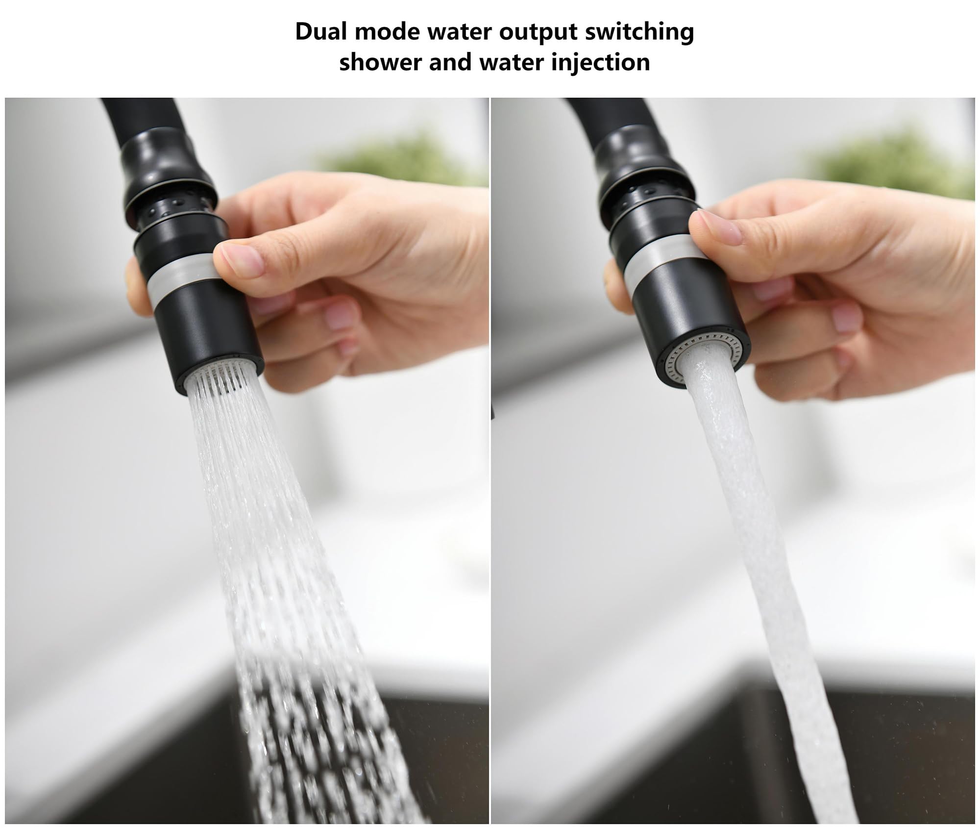 Vorfenster Küchenarmatur Aus 360° Verstellbarer-Wasserhahn Küche Mit 2 Strahlarten, 360° Drehbare Armatur Und Unterfenstermontage, Ideale Mischbatterie Für Küchen Unter Dem Fenster (Schwarz)