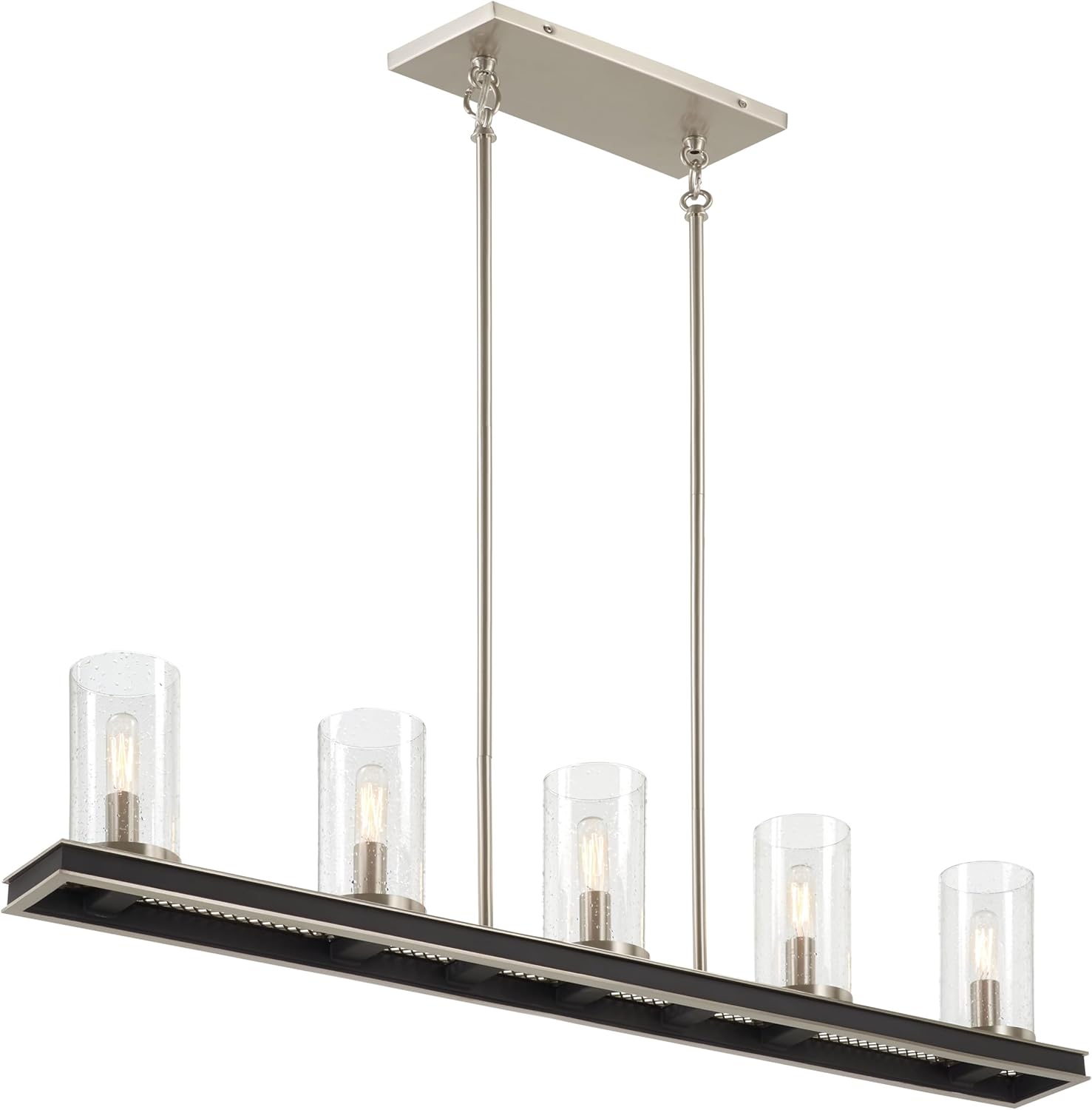 Minka Lavery 1056-691 Cole's Crossing Chandelier, 6-Light, 360 Total Watts, 26-in H x 18-in W, Coal Black with Brushed Nickel
