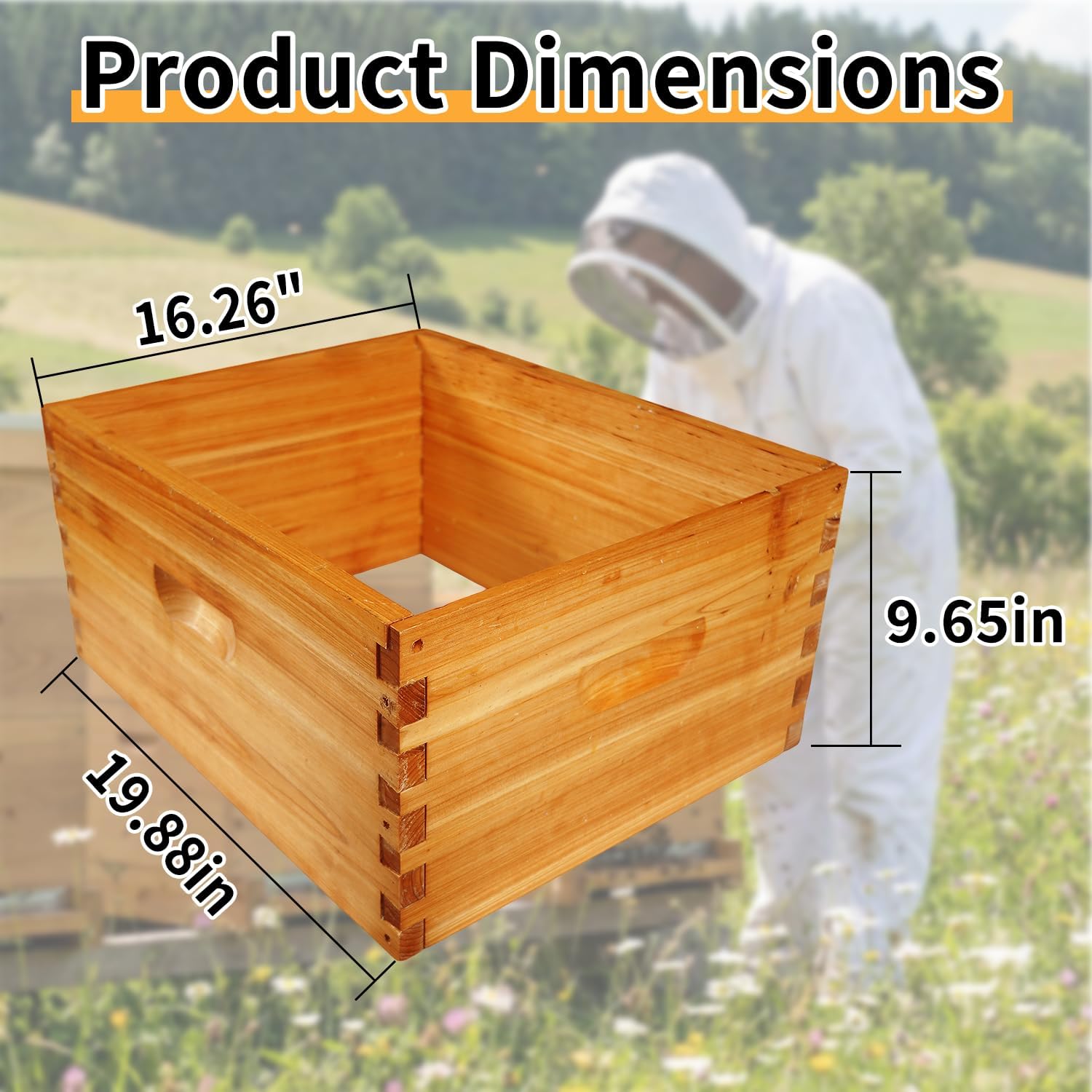 2 Pack Beehive Deep Brood Box 10 Frame Langstroth Deep Brood Bee Hive Box Beekeeping Supplies