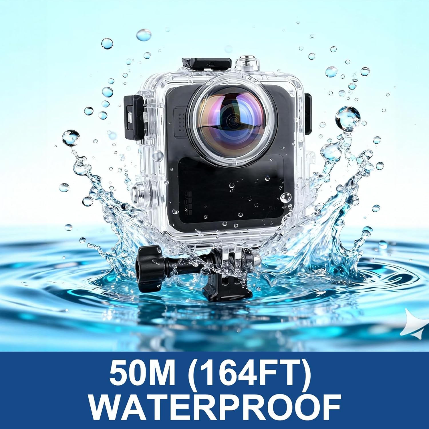 Go Pro MAX2 Dive Case, Waterproof Up to 50M/164FT Splash Prevention Housing, Underwater Dive Protective Shell for Go Pro MAX2 with Bracket Accessories