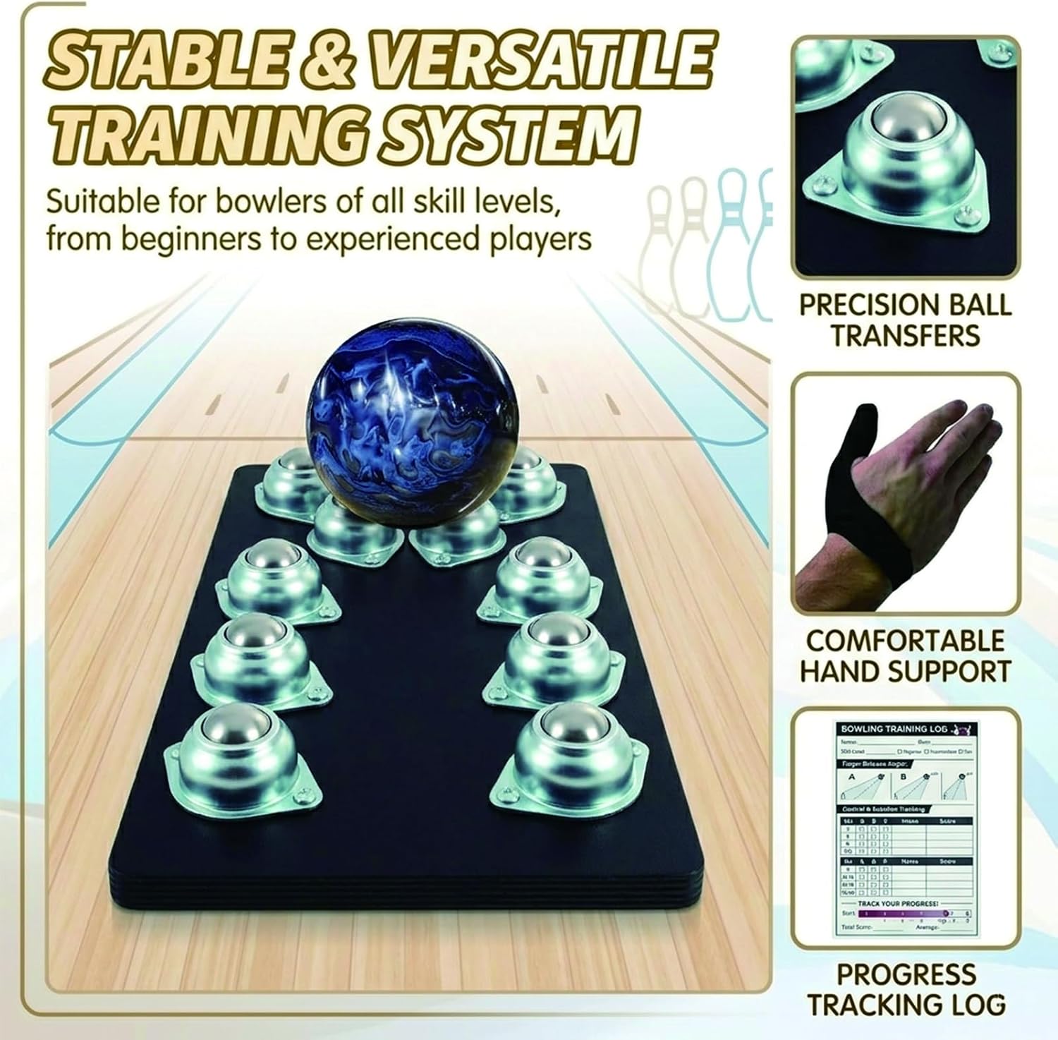 Bowling Release Trainer,Bowling Ball Spinner, Multi-Angle Rotation Bowling Training Tool for Grip, Hook and Motion Practice, Bowling Practice Equipment for Home and Pro Use