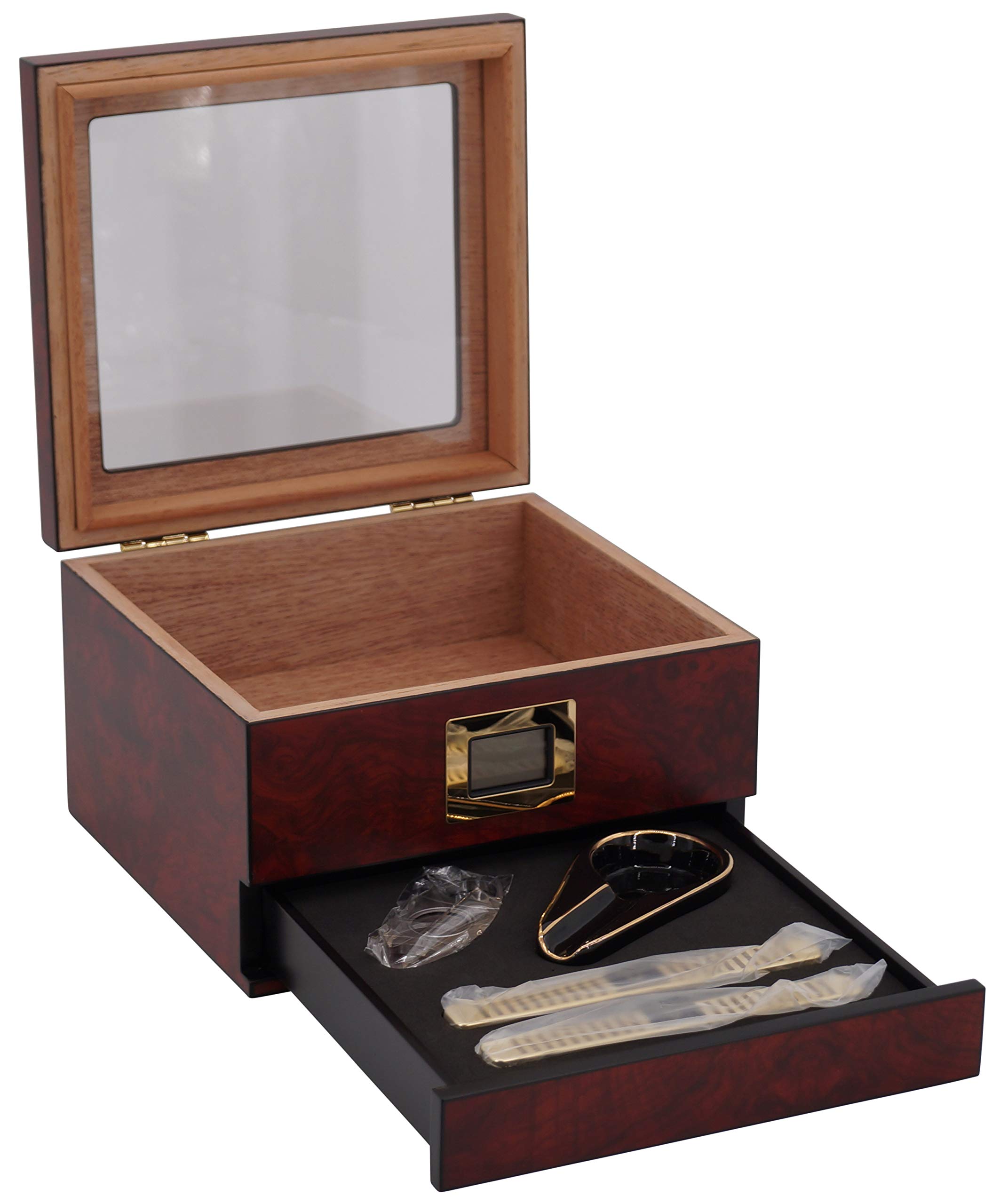 GERMANUS Humidor Set mit Hygrometer, Zigarren Aschenbecher, Cutter