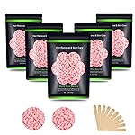 Auperwel Wax Beads for Hair Removal 1.1 lb (17.6 oz), Hard Wax Waxing Beads Kit for Sensitive Skin Brazilian, Face, Bikini, Eyebrow, Legs, Painless for Women Men, 5 packs with 10 Sticks
