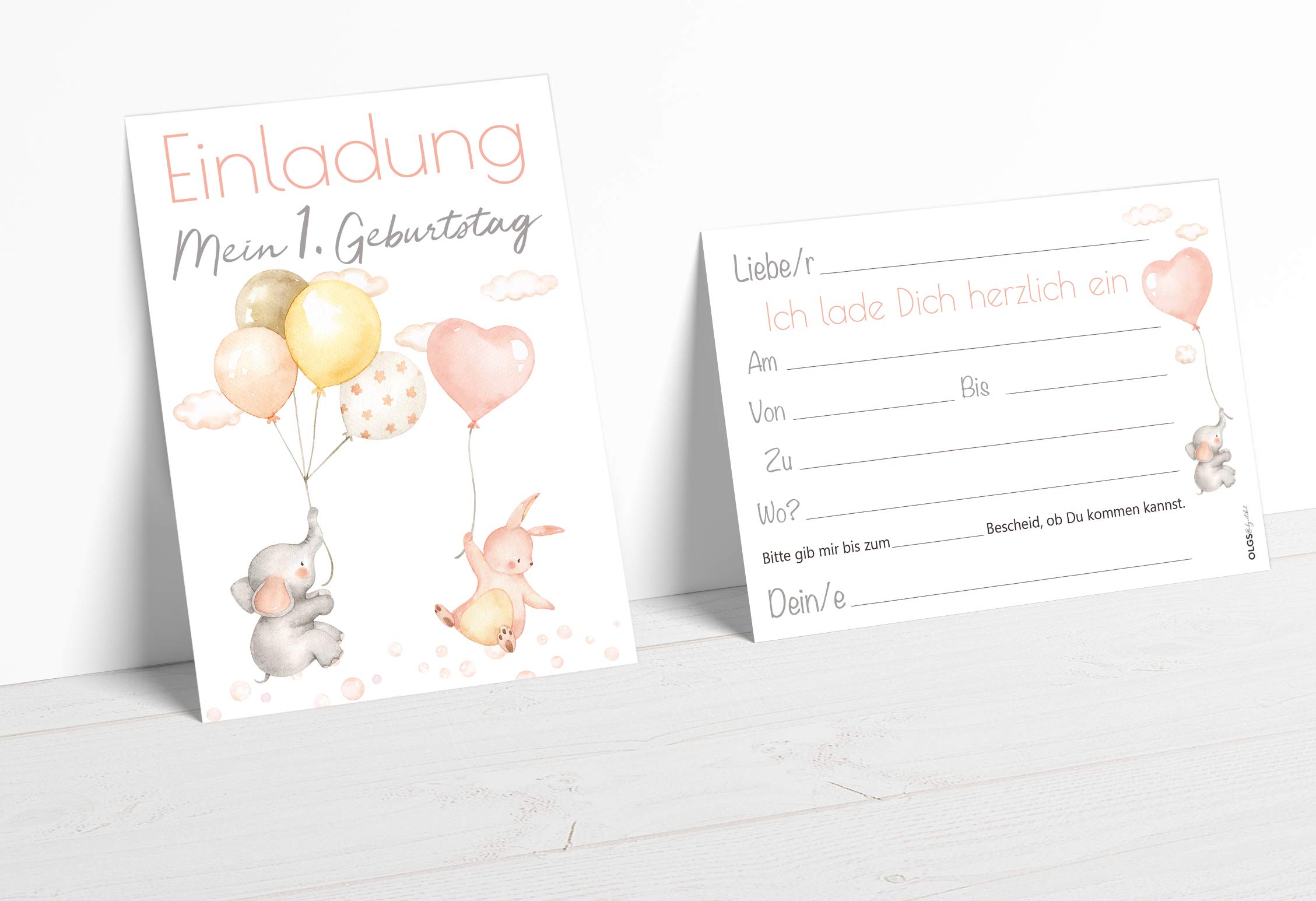 AmandaCreation Babyparty-Einladungskarten – Mit Elefantenmotiv, 12,7 X 17,8 Cm, 20 Stück Inkl. Umschläge