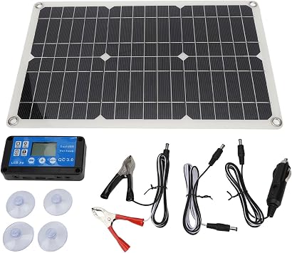 Solar Battery Trickle Charger Maintainer 18V 100W Portable Solar Panel Trickle Charging Kit for Car, Automotive, Motorcycle, Boat USB Controller 42 X 28cm