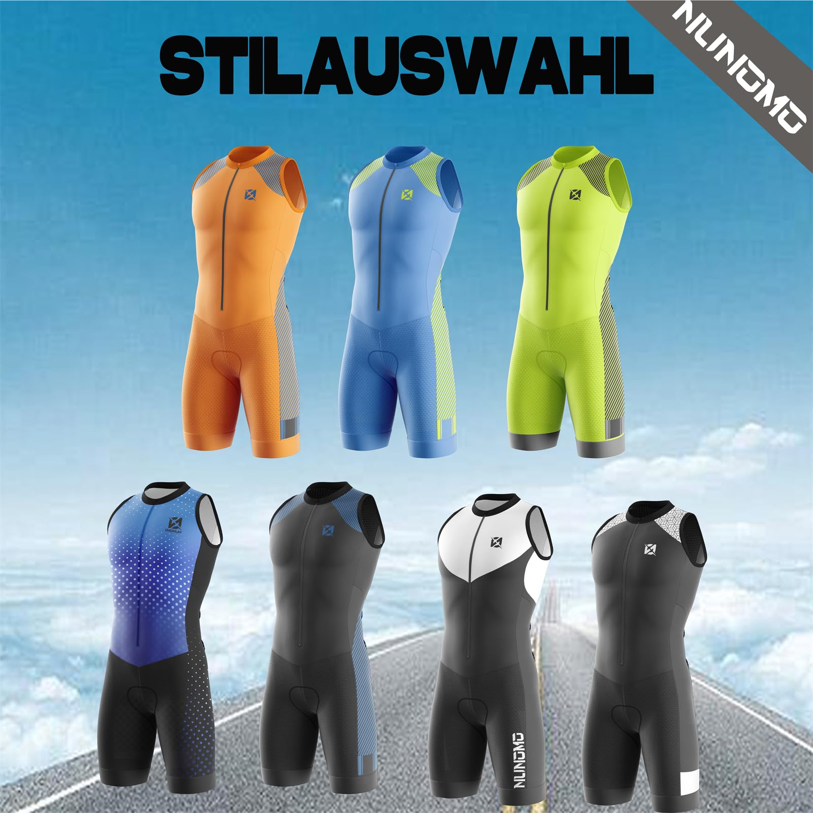 Summer Cycling Skinsuit Triatlón for Hombres, Pro Manga Corta Traje de Ciclismo, Racing Tri Suit de Bicicletas Acolchado de Gel, MTB Mono,Correr, Nadar, Andar en Bicicleta