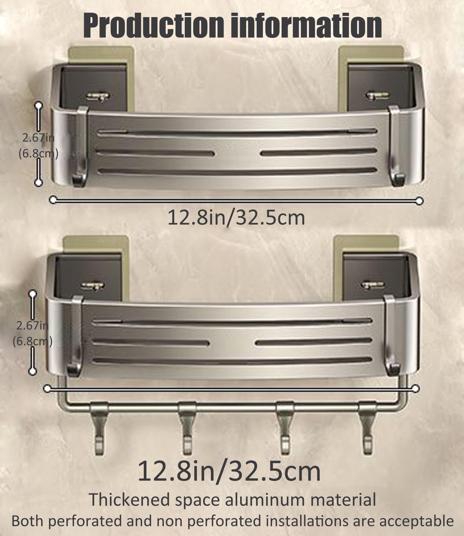 Duschzubehör Badezimmer Ablage Ohne Bohren Duschkorb Zum Hängen Ablage Dusche Bathroom Storage & Organisation Duschablage Zum Kleben Dusche Zubehör,2,Grau