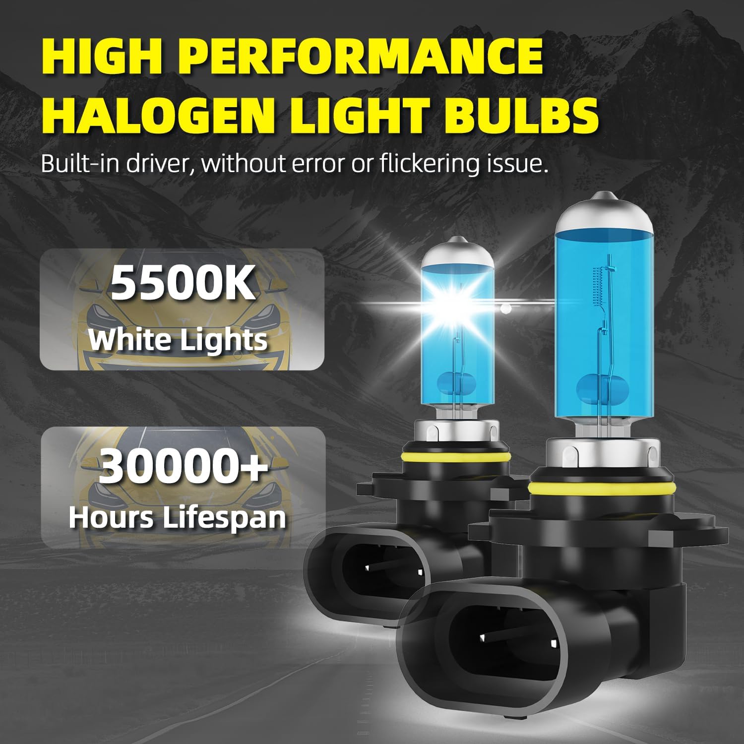 Fog Lights Fit For Toyota Camry 2000-2006, Super Bright 5500K White Light High Performance 9006 Halogen Fog Light Bulbs, 2PCS