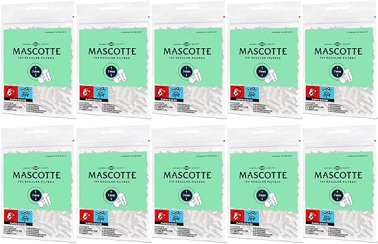 100-5000 x MASCOTTE By BULL BRAND REGULAR 7mm Filter Tips 10 x Packs REGULAR 7mm 1000 Filter Tips