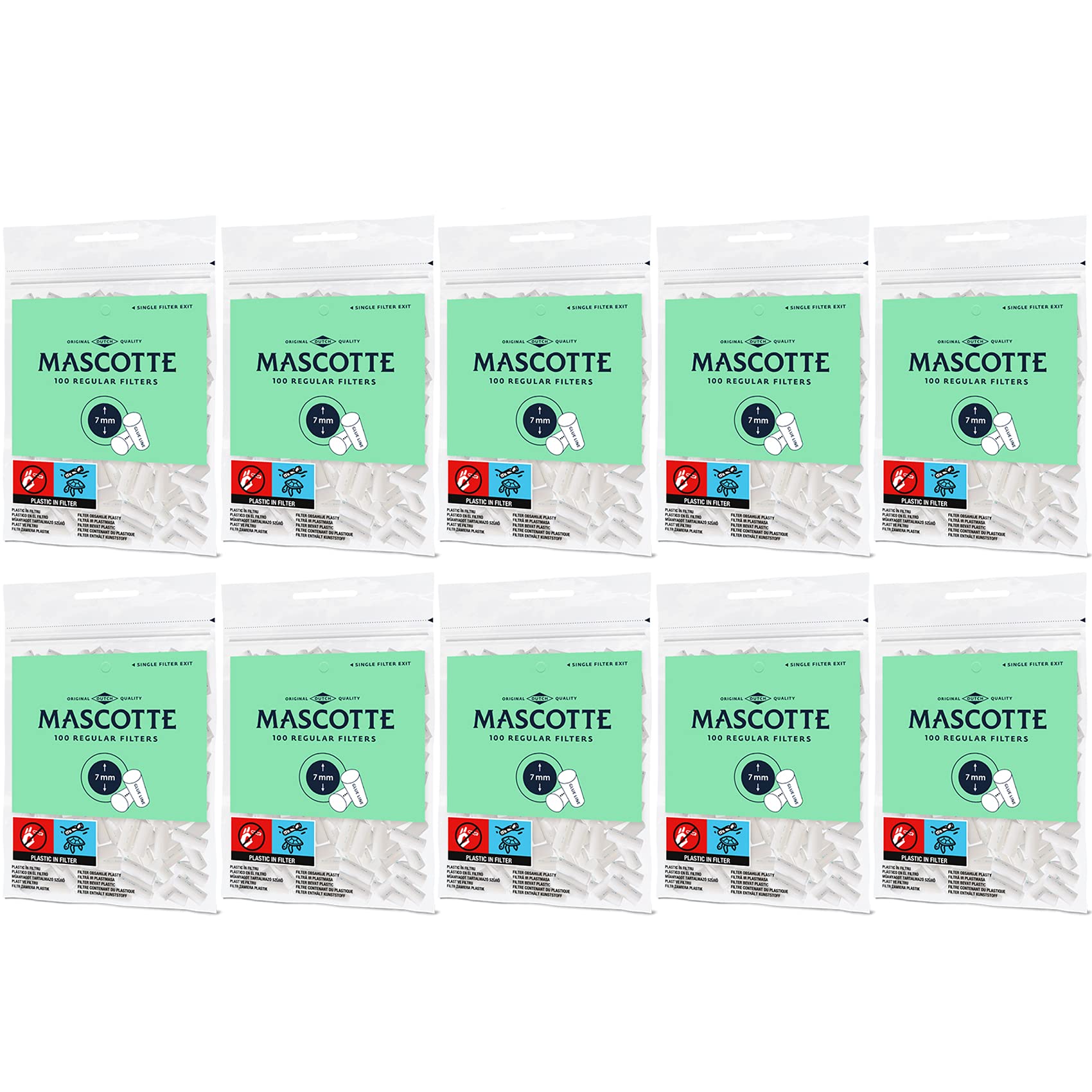 100-5000 x MASCOTTE By BULL BRAND REGULAR 7mm Filter Tips (10 x Packs REGULAR 7mm (1000 Filter Tips))