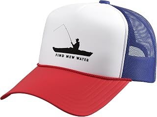 Find New Water Kayak Fishing Retired Freshwater Angler Trucker Hat with Adjustable Mesh Back