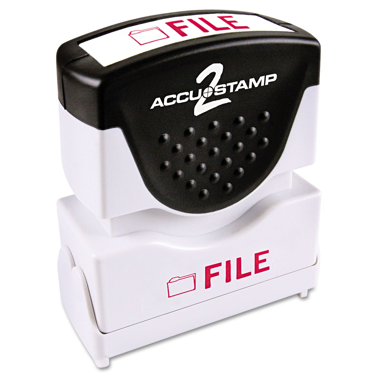 Cosco ACCU-STAMP2 Message Stamp with Shutter, 1-Color, FILE, 1-5/8" x 1/2" Impression, Pre-Ink, Red Ink (035576)