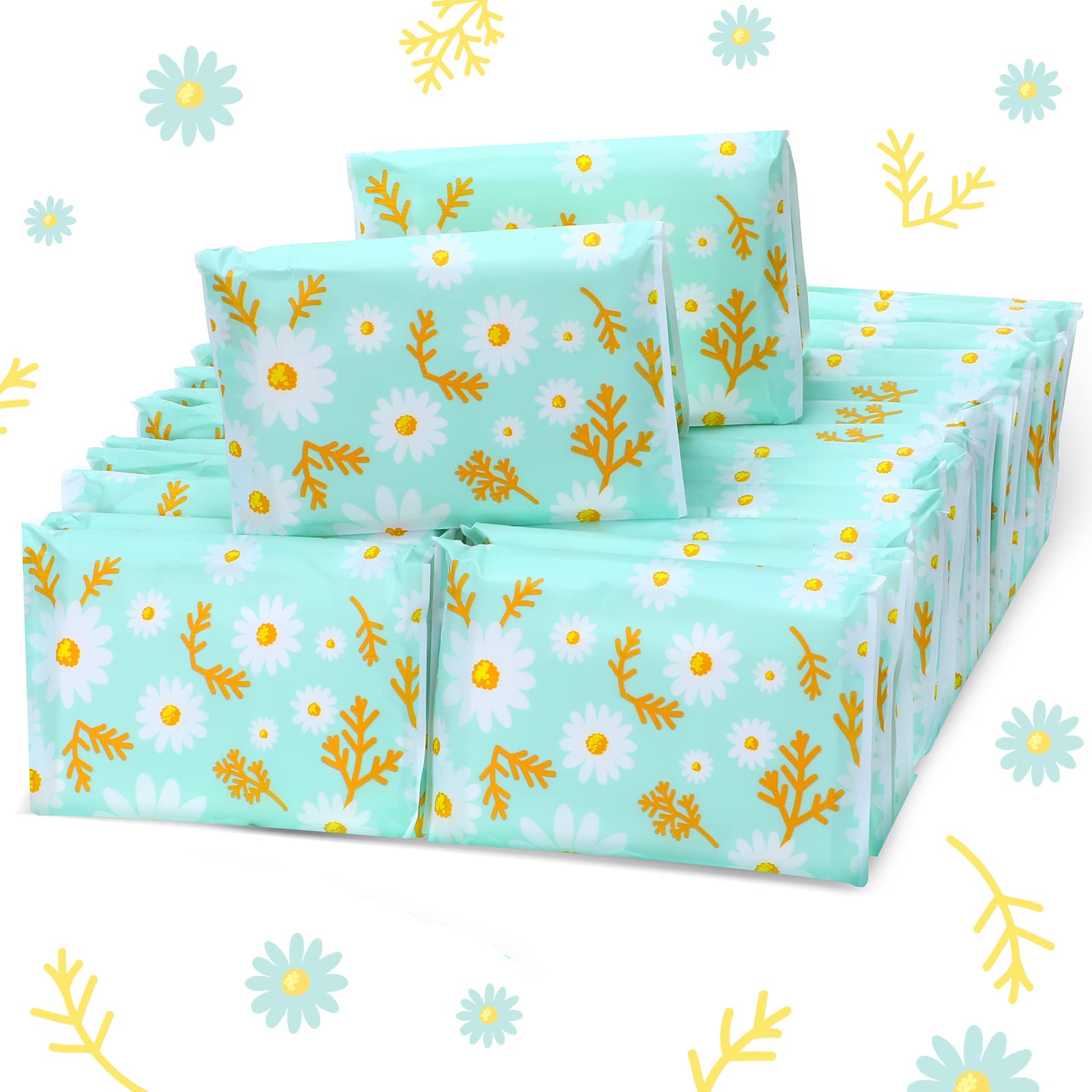 Geyee 50 Pack Travel Tissue Packets Facial Paper Napkins, Daisy