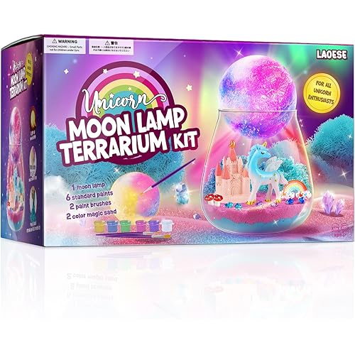 Unicorn Terrarium Gifts for Kids - Light Up Terrarium Crafts Kit with DIY Moon Lamp - Unicorn Toys for Girls - Arts and Crafts Birthday Gift for Girls Ages 4 5 6 7 8-12 Year Old