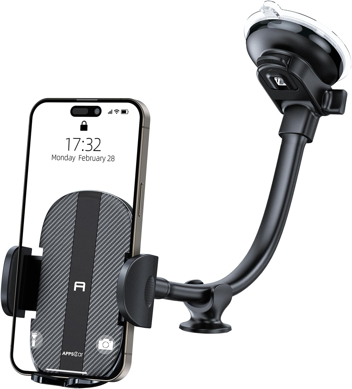 APPS2Car Car Phone Holder - Windshield Mount, Strong Suction, Compatible for 4.7-6.8" iPhone 14/13/12 Pro Max, Samsung S22+